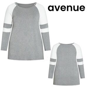 AVENUE NWT Splice Sleeve Color Top  in Gray Marle Size 20 NWT